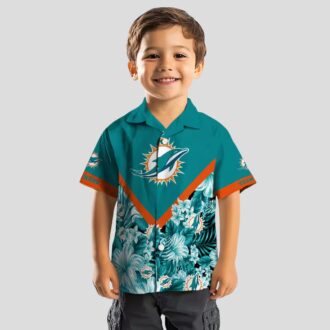 Personalized Miami Dolphins Hawaiian Shirt – Aqua Floral Chevron Beachwear