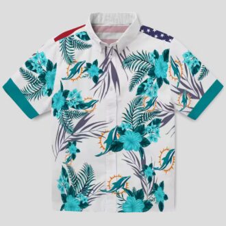 Tropical Miami Dolphins Hawaiian Shirt – Patriotic Hibiscus Aloha Style