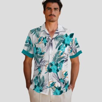 Tropical Miami Dolphins Hawaiian Shirt – Patriotic Hibiscus Aloha Style