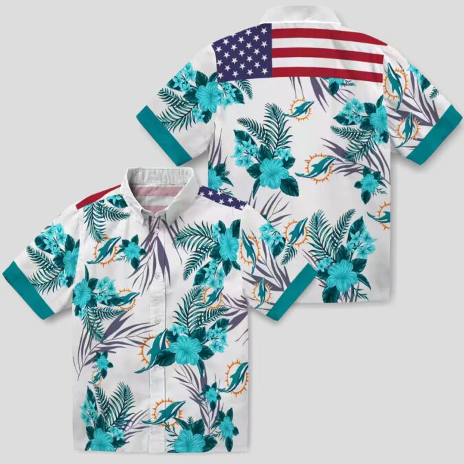 Tropical Miami Dolphins Hawaiian Shirt – Patriotic Hibiscus Aloha Style