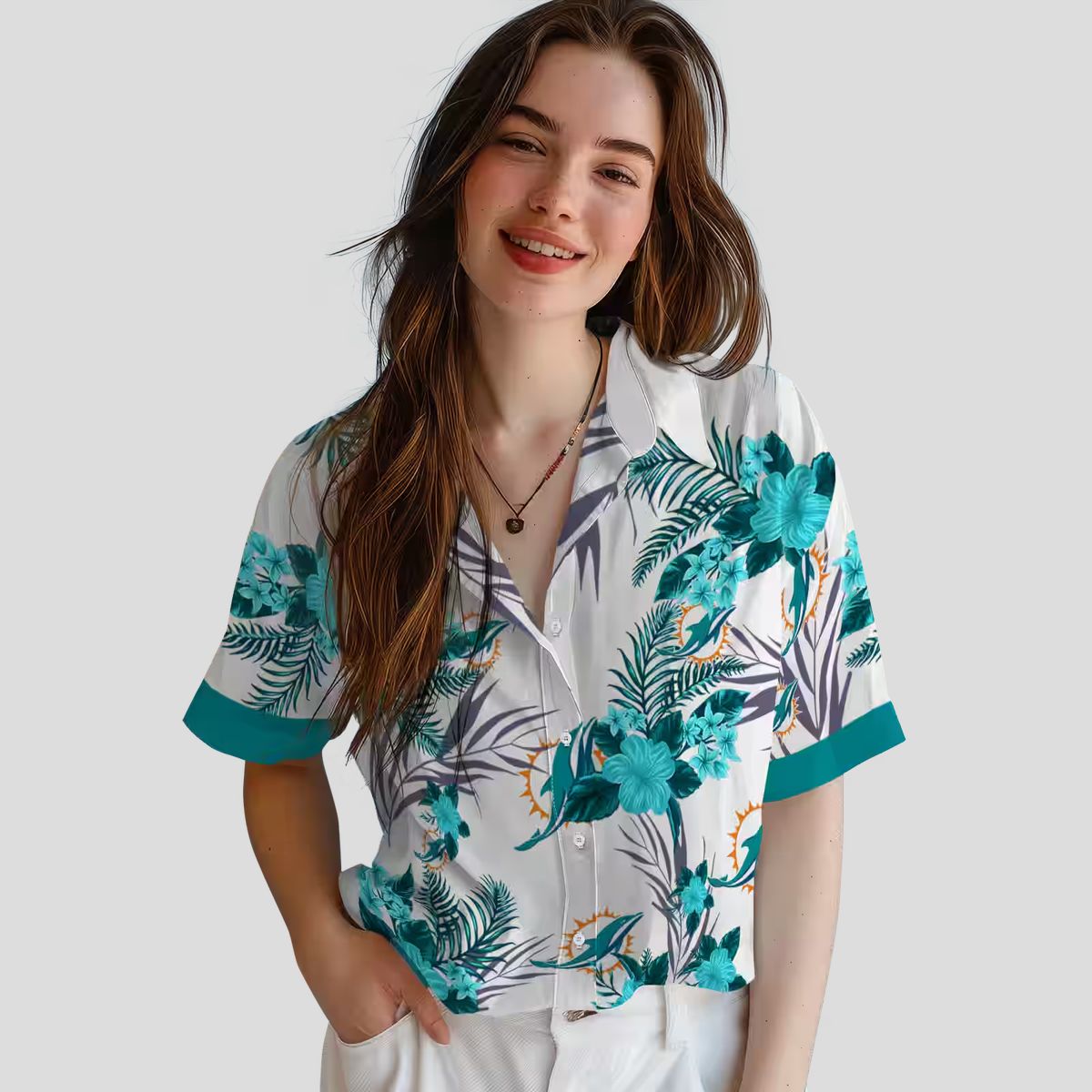 Tropical Miami Dolphins Hawaiian Shirt – Patriotic Hibiscus Aloha Style