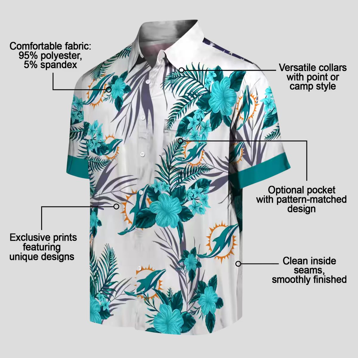 Tropical Miami Dolphins Hawaiian Shirt – Patriotic Hibiscus Aloha Style