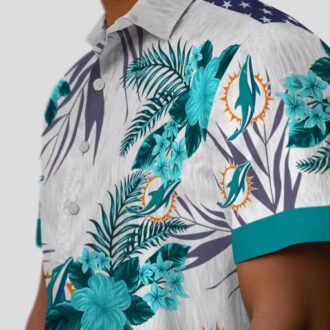 Tropical Miami Dolphins Hawaiian Shirt – Patriotic Hibiscus Aloha Style