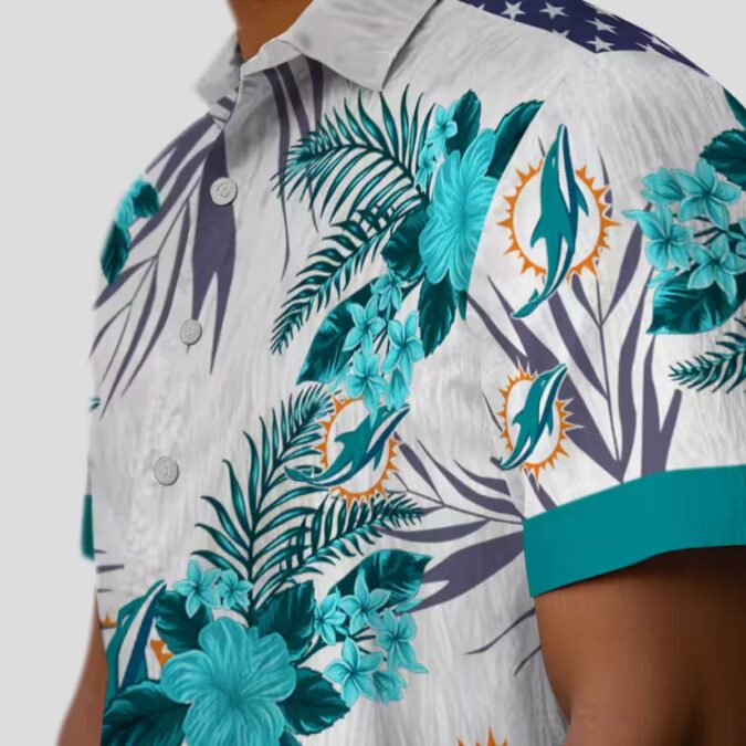 Tropical Miami Dolphins Hawaiian Shirt – Patriotic Hibiscus Aloha Style