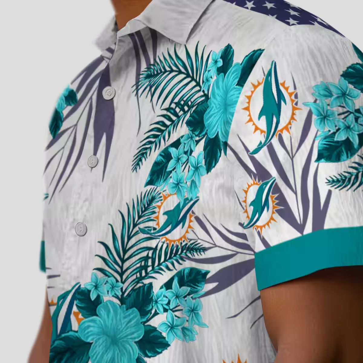 Tropical Miami Dolphins Hawaiian Shirt – Patriotic Hibiscus Aloha Style