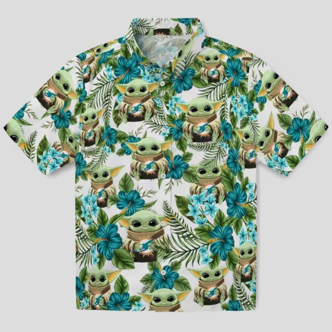 Tropical Miami Dolphins Yoda Green Hawaiian Shirt, Summer Beach Fan Outfit