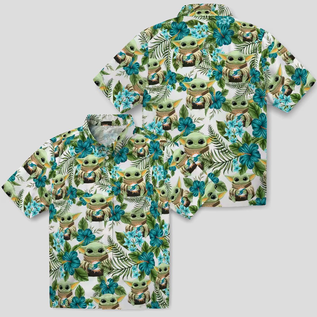 Tropical Miami Dolphins Yoda Green Hawaiian Shirt, Summer Beach Fan Outfit