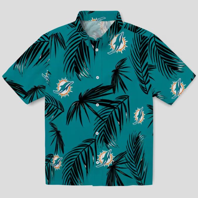Women's Miami Dolphins Aloha Hawaiian Shirt, Palm Leaf Summer Style