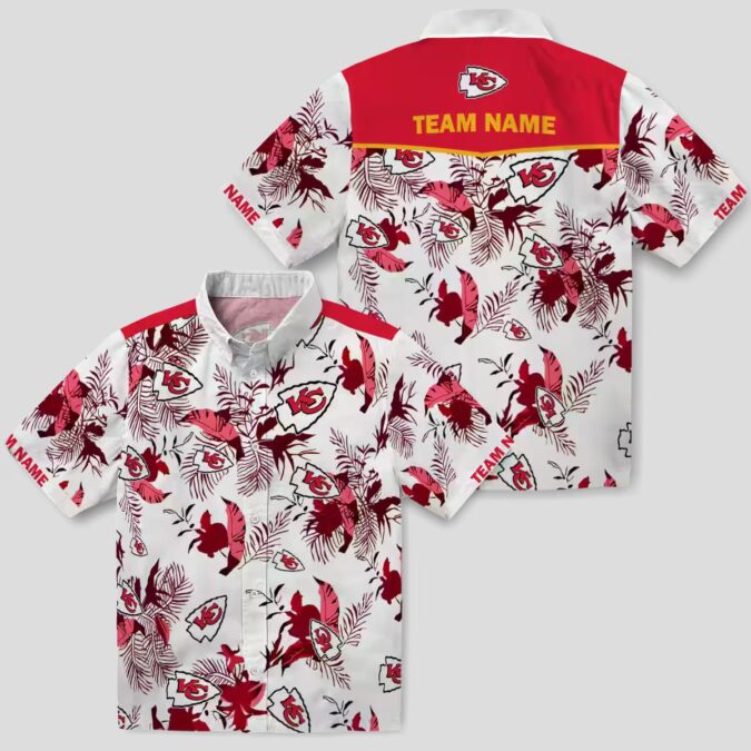 Best Kansas City Chiefs Hawaiian Shirt, Custom Botanical Red White Aloha Button Up