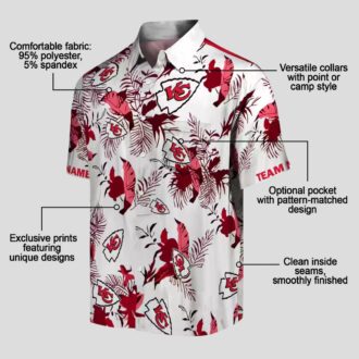 Best Kansas City Chiefs Hawaiian Shirt, Custom Botanical Red White Aloha Button Up