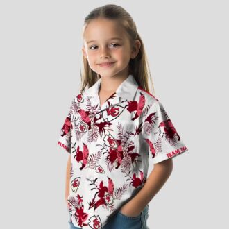 Best Kansas City Chiefs Hawaiian Shirt, Custom Botanical Red White Aloha Button Up