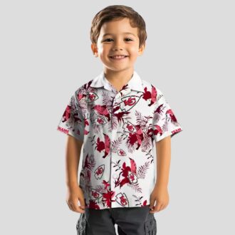 Best Kansas City Chiefs Hawaiian Shirt, Custom Botanical Red White Aloha Button Up