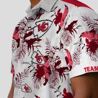 Best Kansas City Chiefs Hawaiian Shirt, Custom Botanical Red White Aloha Button Up