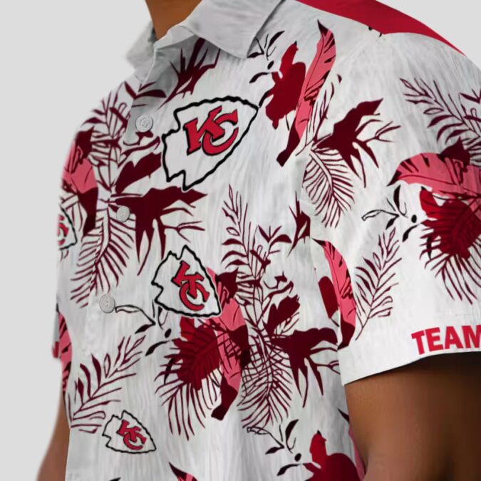 Best Kansas City Chiefs Hawaiian Shirt, Custom Botanical Red White Aloha Button Up