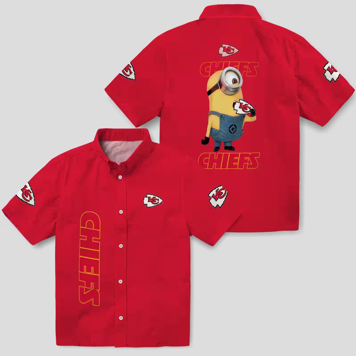 Best Kansas City Chiefs Stuart Minion Hawaiian Shirt, NFL Summer Game Day Apparel
