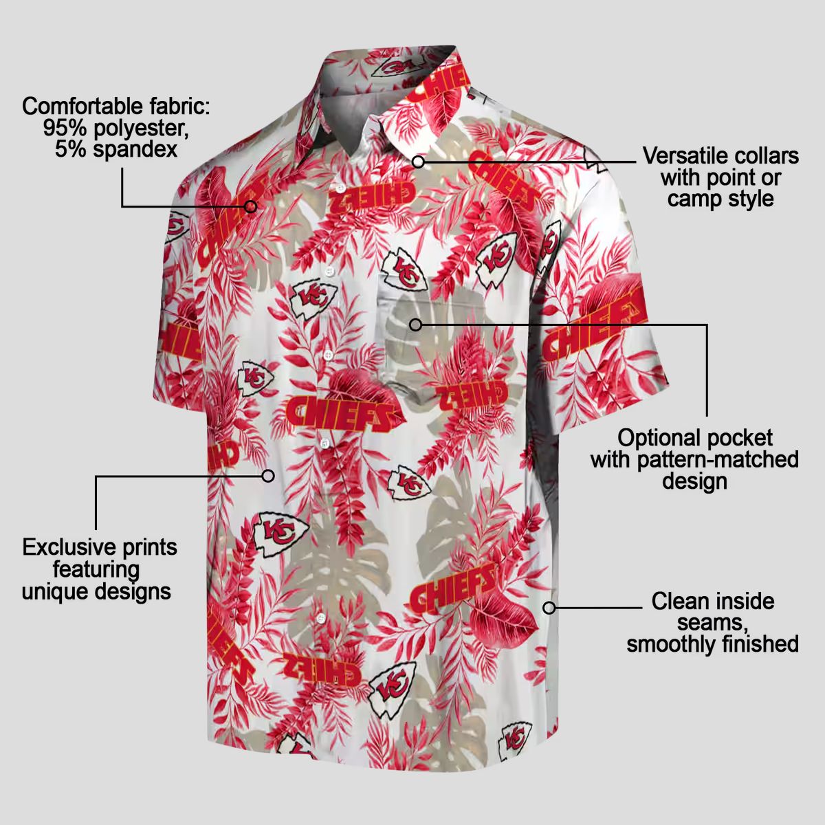Best Red White Kansas City Chiefs Hawaiian Shirt - Hibiscus Tropical Vacation Wear