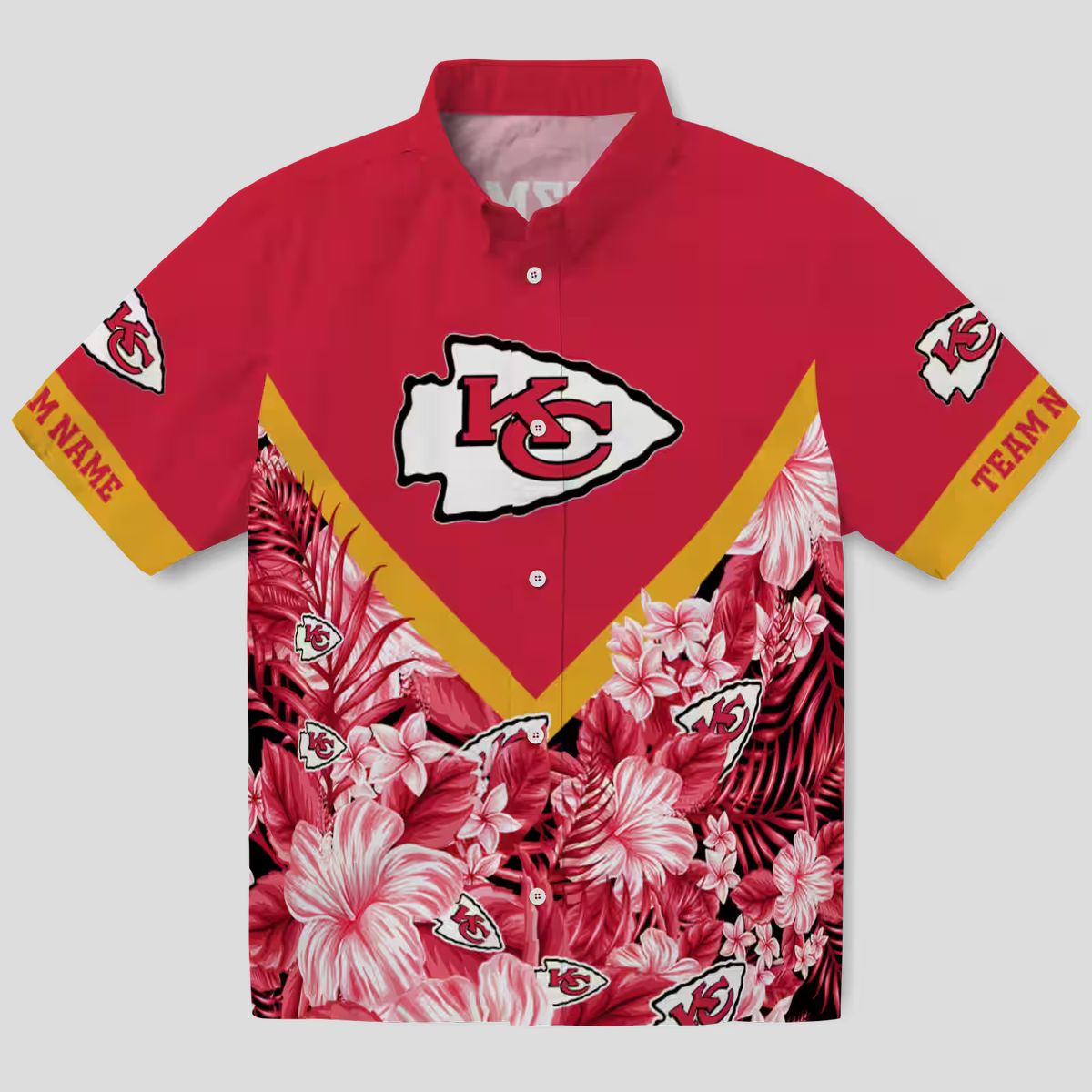 Custom Kansas City Chiefs Floral Hawaiian Shirt, Red Chevron Beach Vacation Outfit
