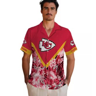 Custom Kansas City Chiefs Floral Hawaiian Shirt, Red Chevron Beach Vacation Outfit