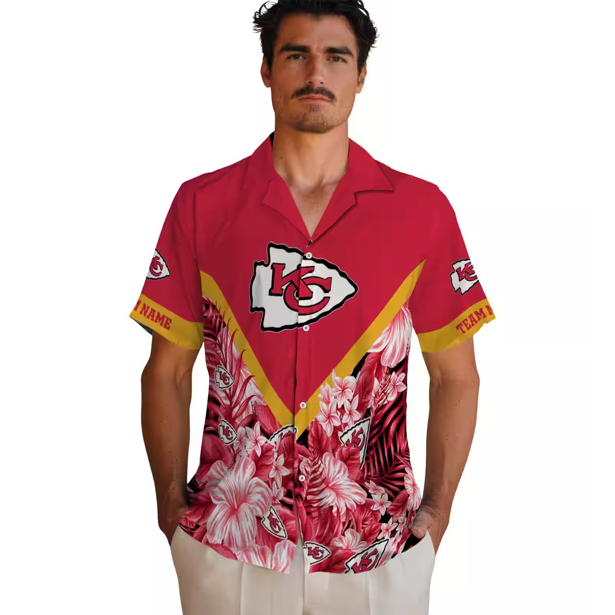 Custom Kansas City Chiefs Floral Hawaiian Shirt, Red Chevron Beach Vacation Outfit