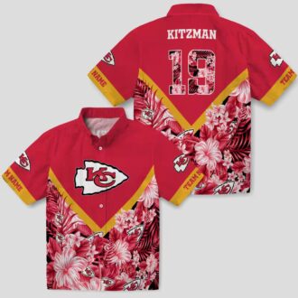 Custom Kansas City Chiefs Floral Hawaiian Shirt, Red Chevron Beach Vacation Outfit