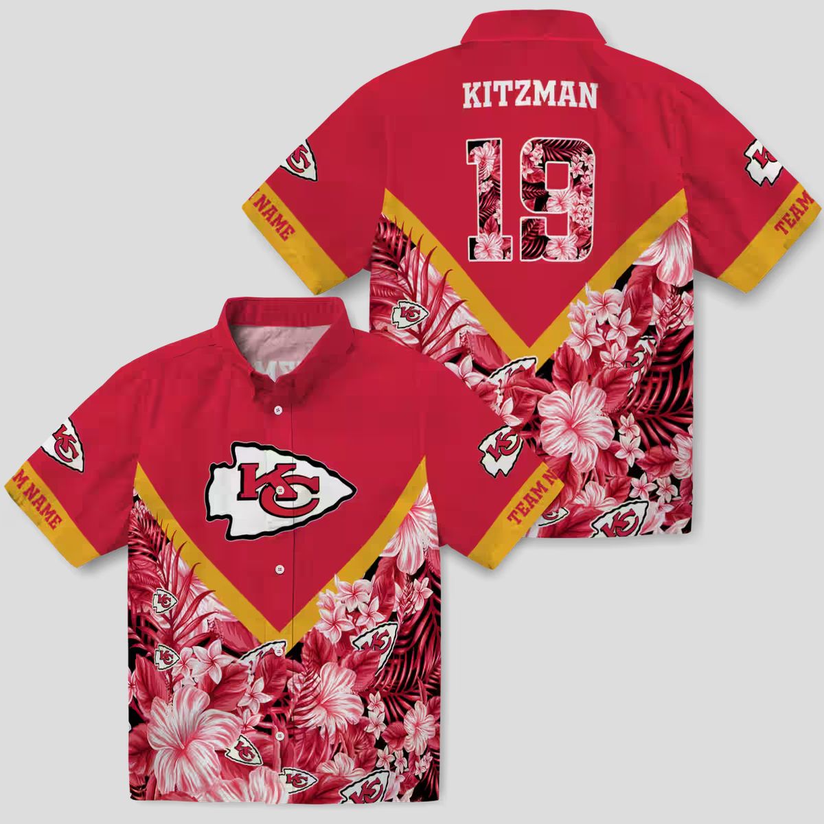 Custom Kansas City Chiefs Floral Hawaiian Shirt, Red Chevron Beach Vacation Outfit