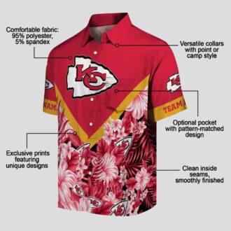Custom Kansas City Chiefs Floral Hawaiian Shirt, Red Chevron Beach Vacation Outfit