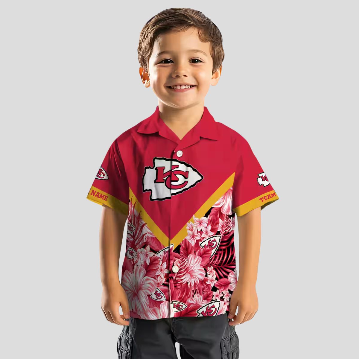 Custom Kansas City Chiefs Floral Hawaiian Shirt, Red Chevron Beach Vacation Outfit
