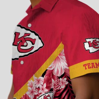 Custom Kansas City Chiefs Floral Hawaiian Shirt, Red Chevron Beach Vacation Outfit
