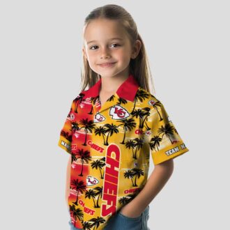 Custom Kansas City Chiefs Hawaiian Shirt, Palm Silhouettes Red Aloha Football Apparel