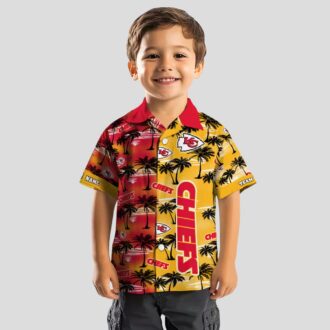 Custom Kansas City Chiefs Hawaiian Shirt, Palm Silhouettes Red Aloha Football Apparel