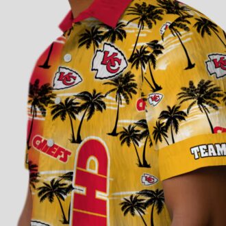 Custom Kansas City Chiefs Hawaiian Shirt, Palm Silhouettes Red Aloha Football Apparel