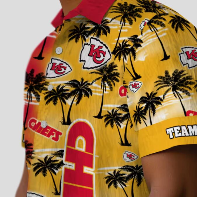 Custom Kansas City Chiefs Hawaiian Shirt, Palm Silhouettes Red Aloha Football Apparel