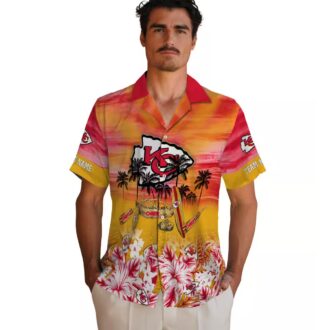 Custom Kansas City Chiefs Red Hawaiian Shirt, Tropical Canoe NFL Fan Gifts