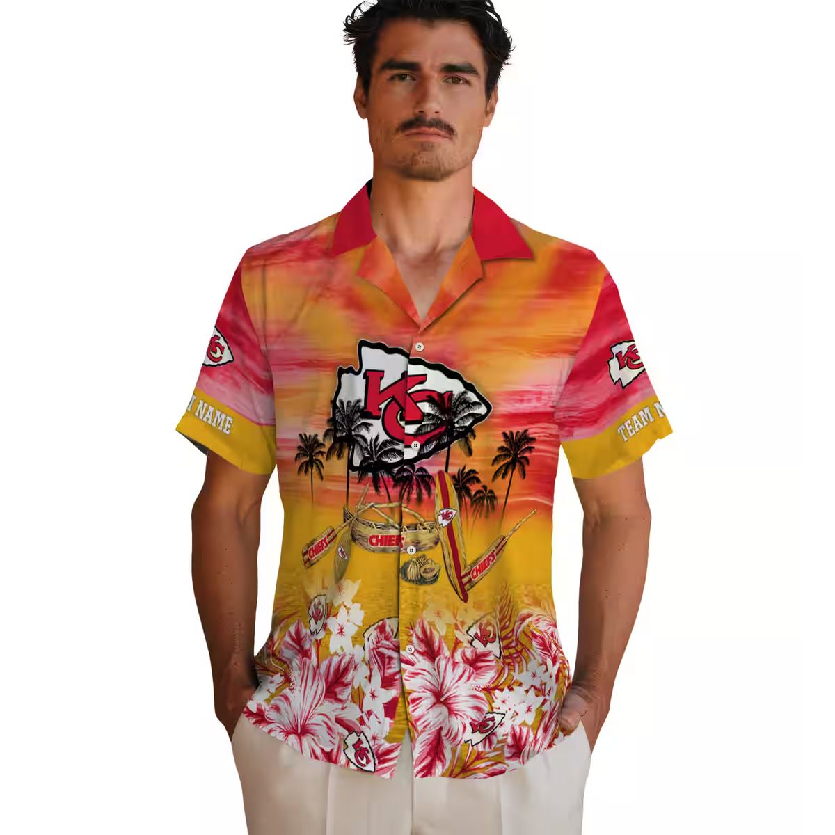 Custom Kansas City Chiefs Red Hawaiian Shirt, Tropical Canoe NFL Fan Gifts