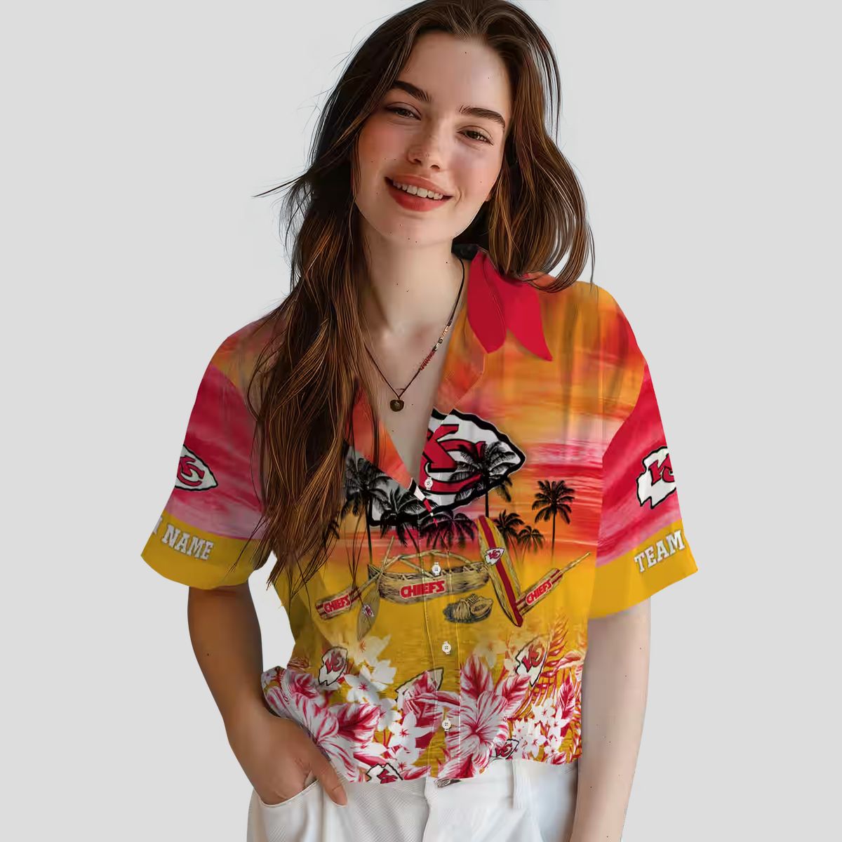 Custom Kansas City Chiefs Red Hawaiian Shirt, Tropical Canoe NFL Fan Gifts