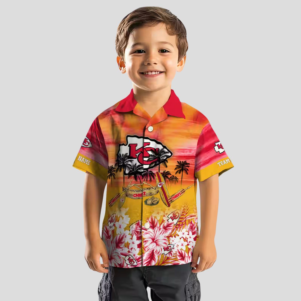 Custom Kansas City Chiefs Red Hawaiian Shirt, Tropical Canoe NFL Fan Gifts