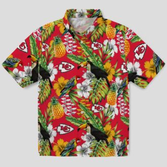 Kansas City Chiefs Aloha Hawaiian Shirt, Custom Tropical Red Green Toucan Shirt