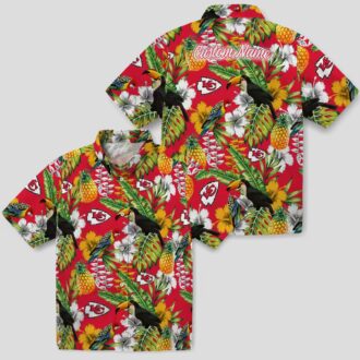 Kansas City Chiefs Aloha Hawaiian Shirt, Custom Tropical Red Green Toucan Shirt