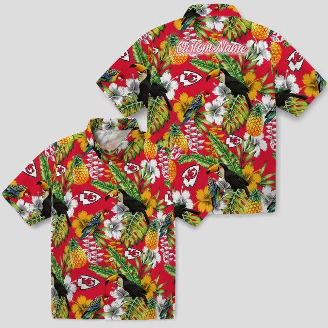 Kansas City Chiefs Aloha Hawaiian Shirt, Custom Tropical Red Green Toucan Shirt