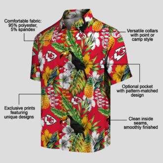 Kansas City Chiefs Aloha Hawaiian Shirt, Custom Tropical Red Green Toucan Shirt