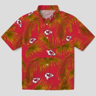 Kansas City Chiefs Aloha Shirt, Tropical Red Palms Hawaiian Beachwear for Men & Women