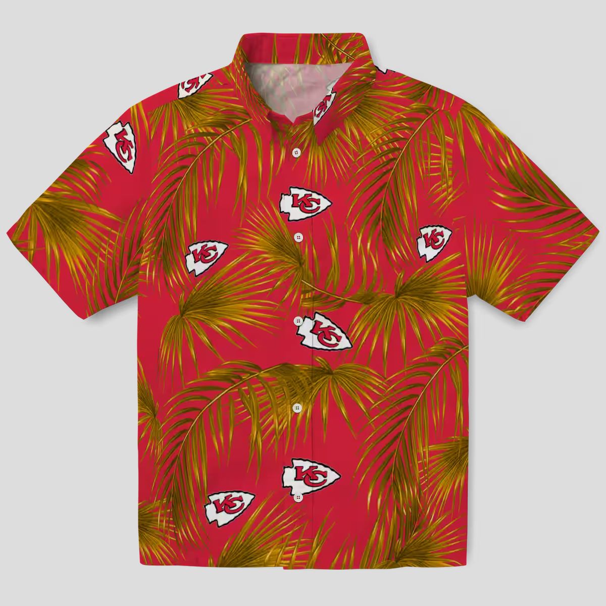 Kansas City Chiefs Aloha Shirt, Tropical Red Palms Hawaiian Beachwear for Men & Women