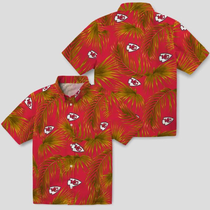 Kansas City Chiefs Aloha Shirt, Tropical Red Palms Hawaiian Beachwear for Men & Women
