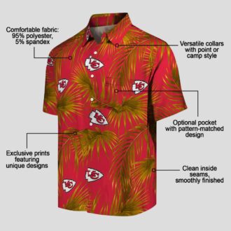 Kansas City Chiefs Aloha Shirt, Tropical Red Palms Hawaiian Beachwear for Men & Women