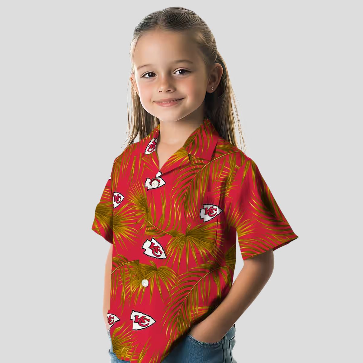 Kansas City Chiefs Aloha Shirt, Tropical Red Palms Hawaiian Beachwear for Men & Women