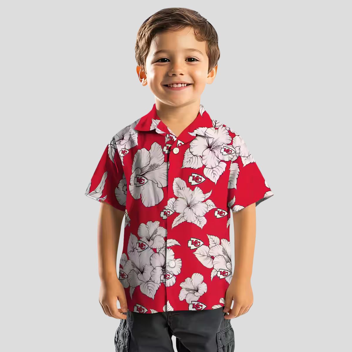 Kansas City Chiefs Beach Hawaiian Shirt, Hibiscus Blooms Red White NFL Fanwear