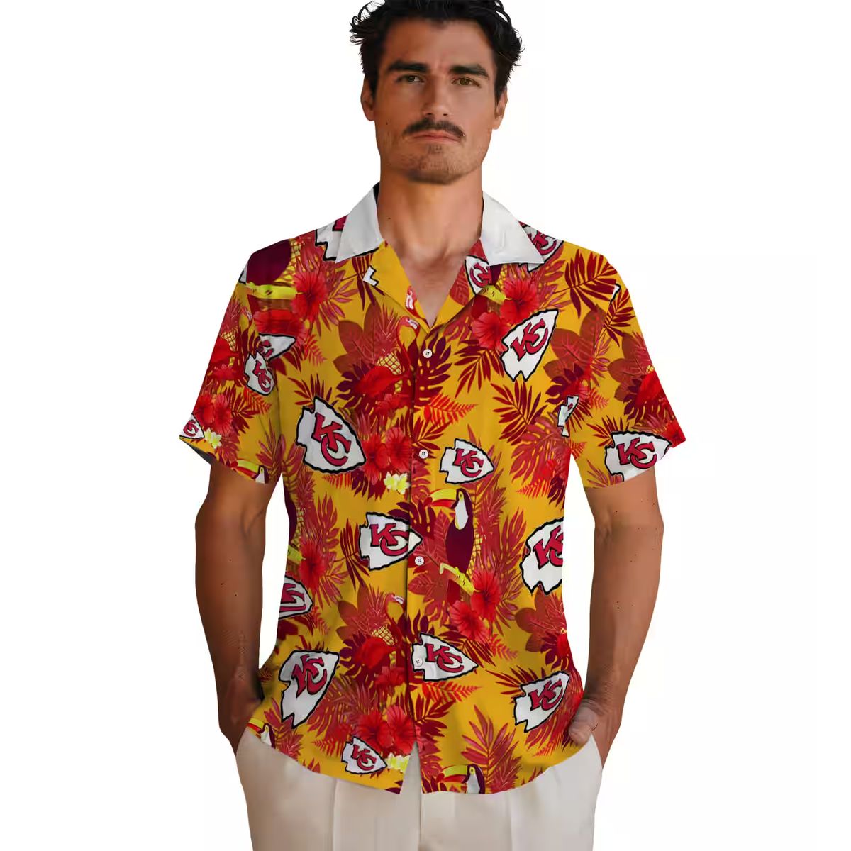 Kansas City Chiefs Floral Hawaiian Shirt, Red Tropical Toucan Game Day Outfit