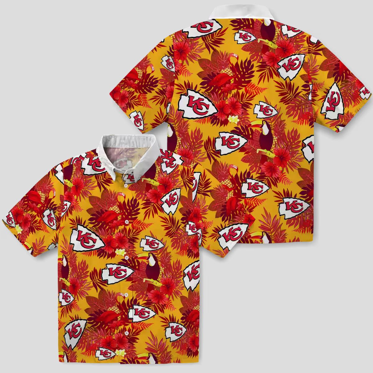 Kansas City Chiefs Floral Hawaiian Shirt, Red Tropical Toucan Game Day Outfit