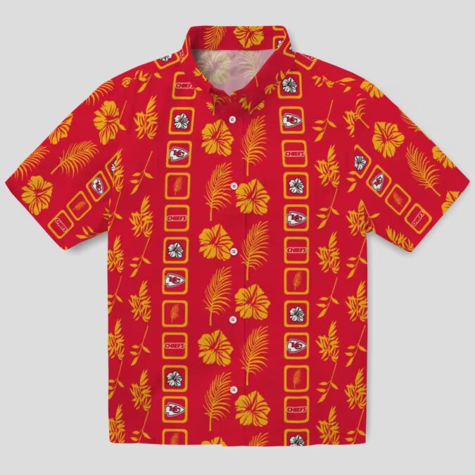 Kansas City Chiefs Floral Red Hawaiian Shirt, Tropical Football Fan Gift