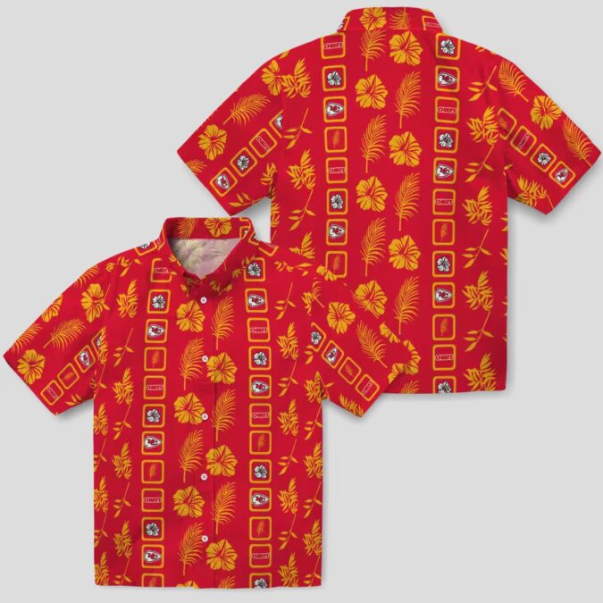 Kansas City Chiefs Floral Red Hawaiian Shirt, Tropical Football Fan Gift